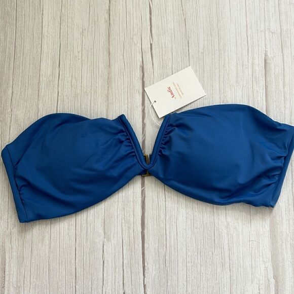 Andie Swim The Scala Blue Bikini Top Bandeau Strapless - Picture 4 of 10
